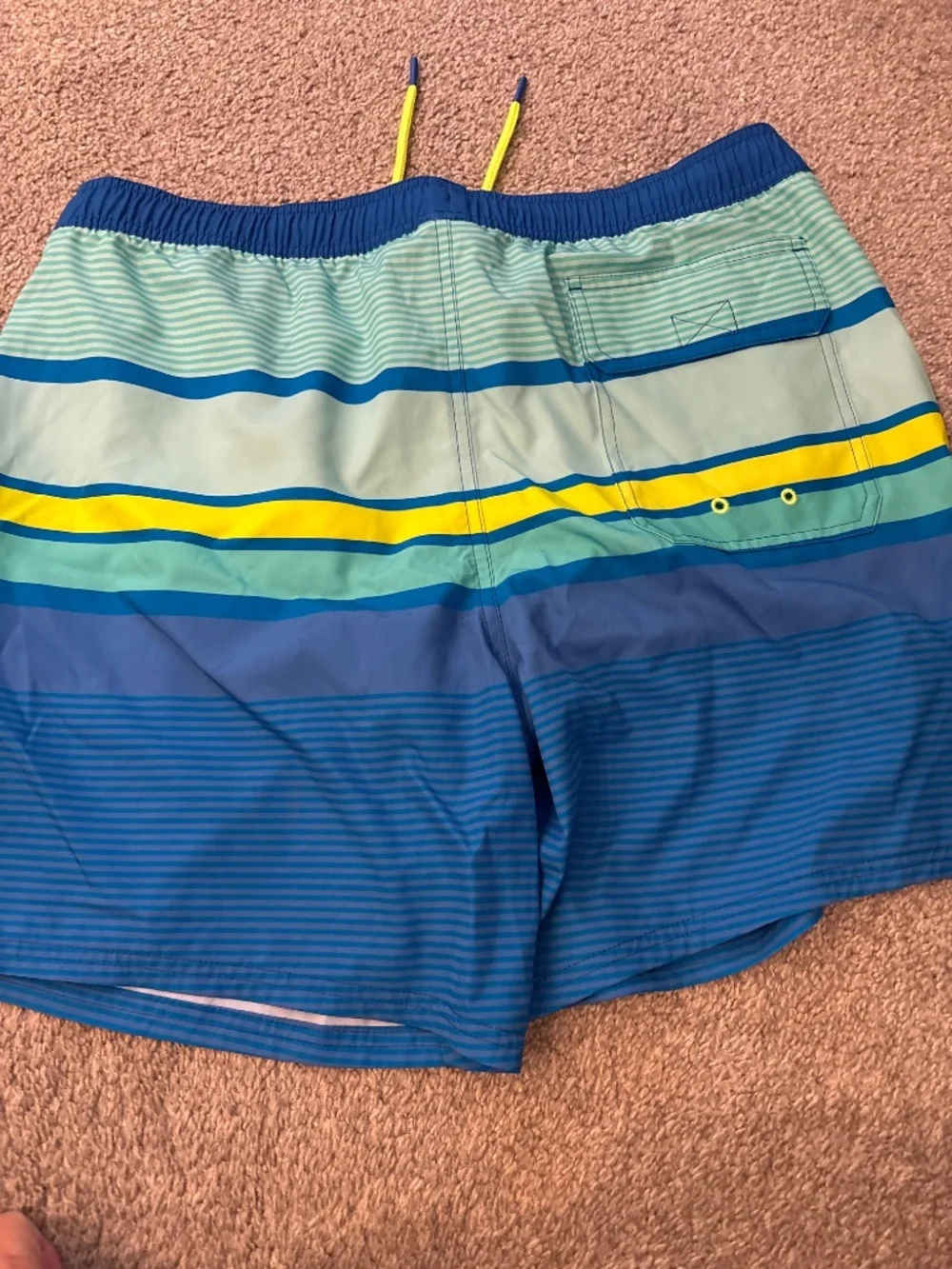 Blue stripe swim trunks